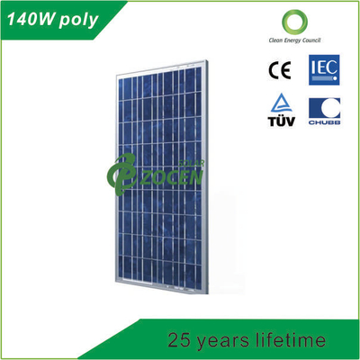 Painéis solares policristalinos de um picovolt de 140 watts com 25 anos de vida TUV certificada